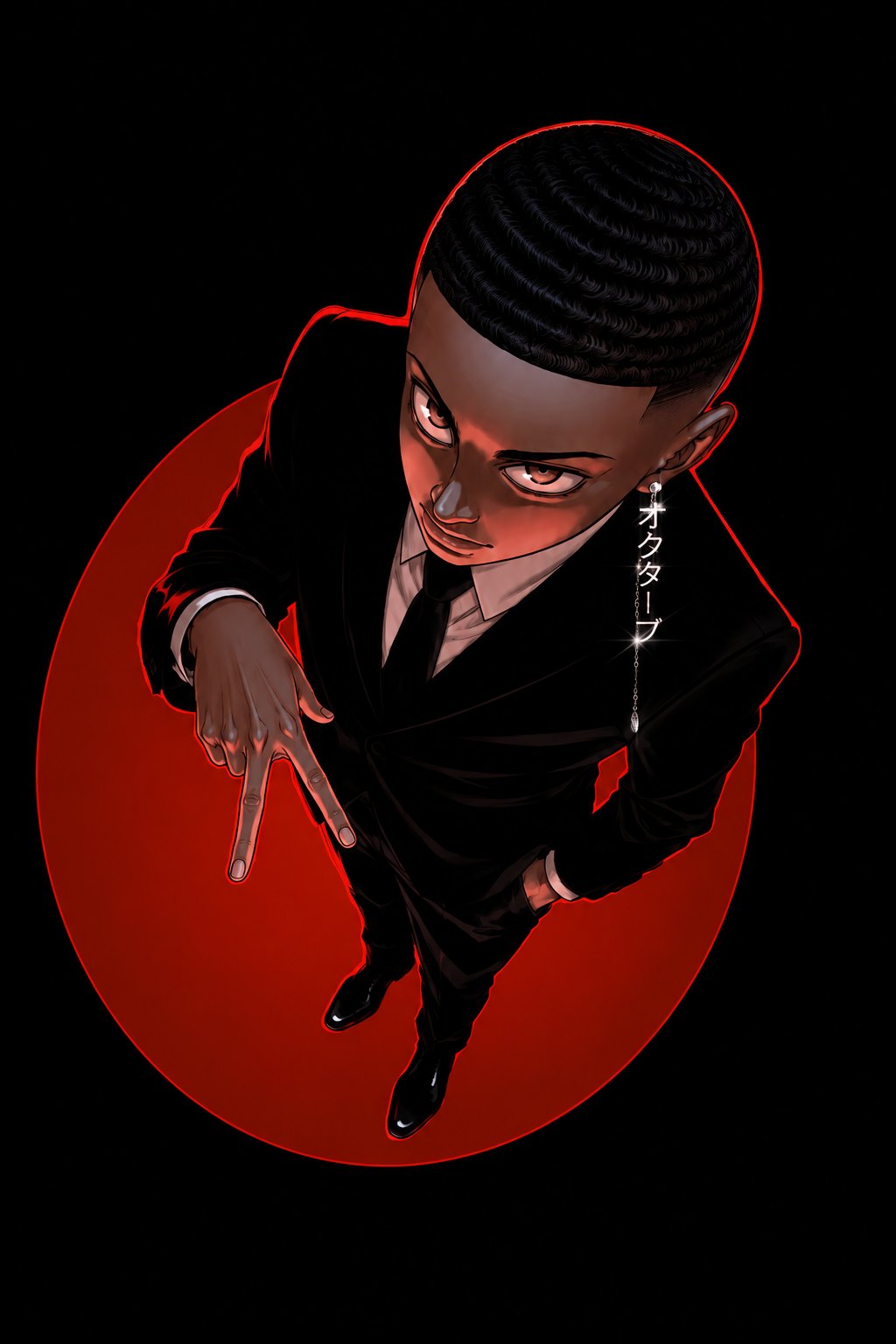 OctaveATL hero — anime character on an Atlanta rooftop under a neon skyline, Atlanta anime social club